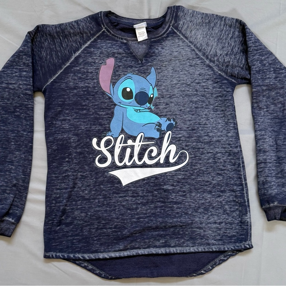 Disney Women’s‎ Crewneck Lilo And Stitch Sweater Navy Blue Size Large